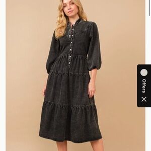 Blue B - Black Denim Midi Dress